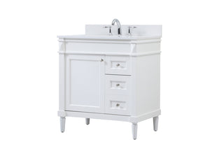 32 inch Single bathroom vanity in white with backsplash