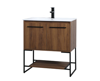 30 inch  Single Bathroom Vanity in Walnut Brown