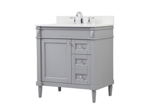 32 inch Single bathroom vanity in grey with backsplash