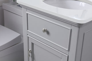 19 inch Single Bathroom vanity in light grey with ivory white engineered marble