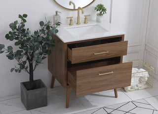 30 inch bathroom vanity in Walnut Brown