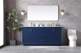 72 Inch Double Bathroom Vanity In Blue