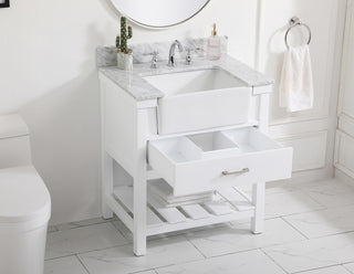 30 inch Single bathroom vanity in white with backsplash