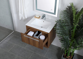 24 inch  Single Bathroom Floating Vanity in Walnut Brown