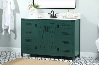 48 inch Single bathroom vanity in green with backsplash