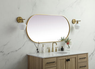 Metal Frame Oval Mirror 24x48 Inch in Brass