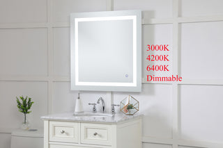 Helios 30in x 30in Hardwired LED mirror with touch sensor and color changing temperature 3000K/4200K/6400K