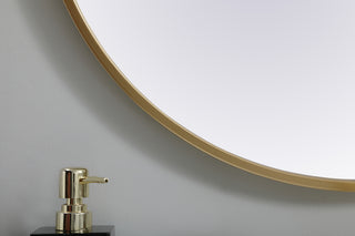 Metal Frame Oval Mirror 24x36 Inch in Brass