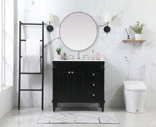 36 inch Single bathroom vanity in black with backsplash