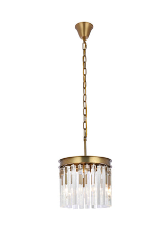 Sydney 12 inch round crystal pendant in satin gold