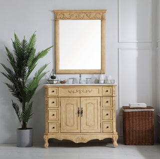 42 inch Single Bathroom vanity in Light Antique Beige with ivory white engineered marble