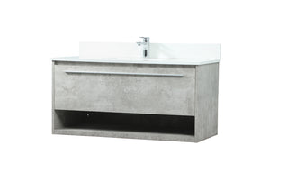 40 inch Single bathroom vanity in concrete grey with backsplash