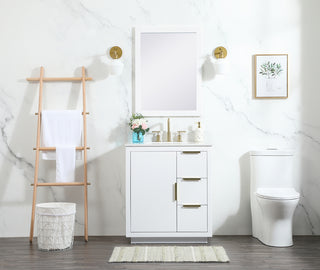 30 inch Single bathroom vanity in white with backsplash