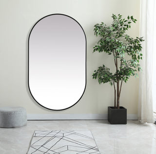 Metal Frame Oval Mirror 36x60 Inch in Black