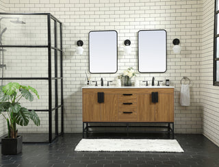 60 inch double bathroom vanity in walnut brown