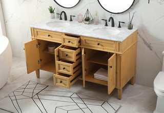 60 inch double bathroom vanity in natural wood