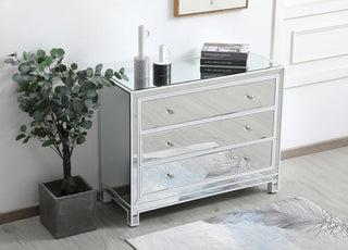 40 inch mirrored three drawer cabinet in white