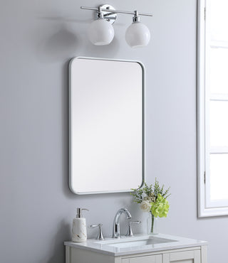 Soft corner metal rectangular mirror 20x30 inch in White