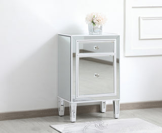 18 inch mirrored end table in white