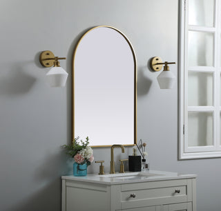 Metal Frame Arch Mirror 24x36 Inch in Brass