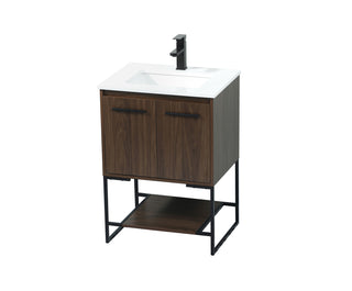 24 inch Single bathroom vanity in walnut