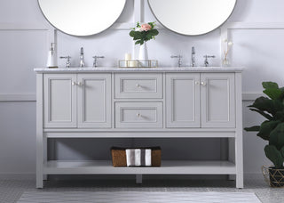 60 in. double sink bathroom vanity set in Grey