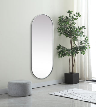 Metal Frame Oval Mirror 24x60 Inch in Silver