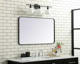 Soft corner metal rectangular mirror 24x40 inch in Black