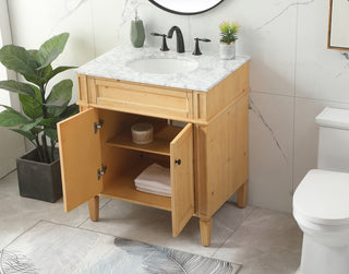 30 inch Single bathroom vanity in natural wood