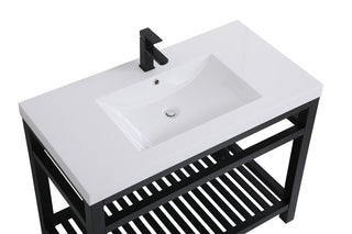 42 inch Single Bathroom Metal Vanity in Black