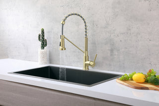 Yara Single Handle Pull Down Sprayer Kitchen Faucet in Brushed Gold