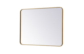 Soft corner metal rectangular mirror 27x36 inch in Brass