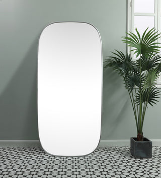 Metal Frame Oval Mirror 36x72 Inch in Silver