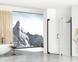 Semi-frameless hinged shower door 60 x 72 Matte Black