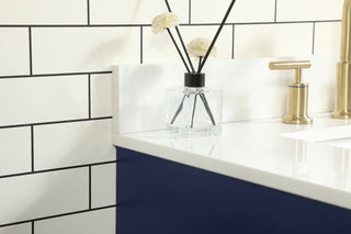 30 inch Single bathroom vanity in blue with backsplash