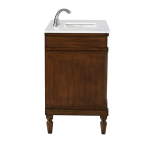 36 inch Single Bathroom vanity in Walnut with ivory white engineered marble