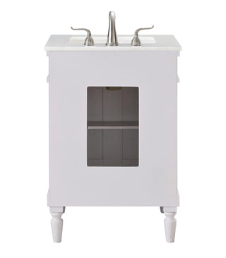 24 inch Single Bathroom vanity in Antique White with ivory white engineered marble