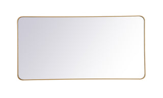 Soft corner metal rectangular mirror 30x60 inch in Brass