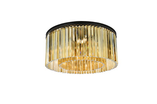 Sydney 8 light Matte Black Flush Mount Golden Teak (Smoky) Royal Cut Crystal