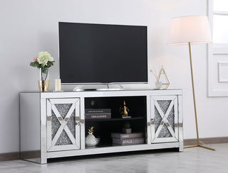 59 in. crystal mirrored TV stand
