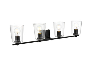 Kacey 4 light Black and Clear Bath Sconce