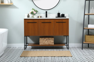 48 inch Single bathroom vanity in teak with backsplash