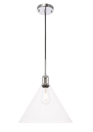 Hugh 1 light Chrome and Clear glass pendant
