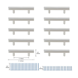 Dior 3" Center to Center Brushed Nickel Bar Pull Multipack (set of 10)