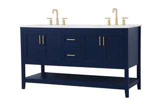 60 inch Double Bathroom Vanity in Blue