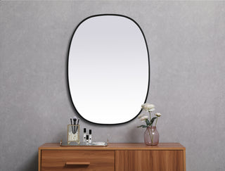 Metal Frame Oval Mirror 30x40 Inch in Black