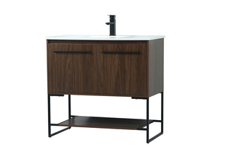 36 inch Single bathroom vanity in walnut