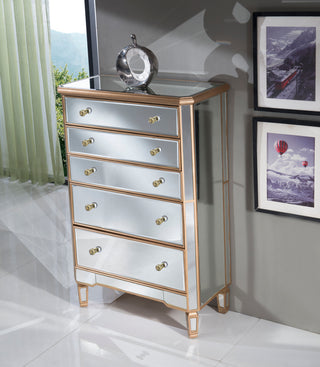 5 Drawer Cabinet 33 in. x 16 in. x 49 in. in Gold paint