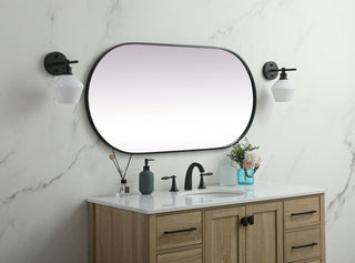 Metal Frame Oval Mirror 24x48 Inch in Black