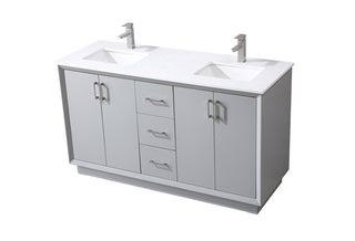 60 Inch Double Bathroom Vanity In Grey